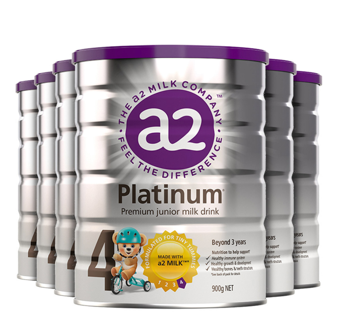 双11预告，A2 Platinum 白金版 婴幼儿奶粉 4段 900g*6罐（2段/3段都有）新低306.8元包邮（限前2小时，新低153.4元/罐）