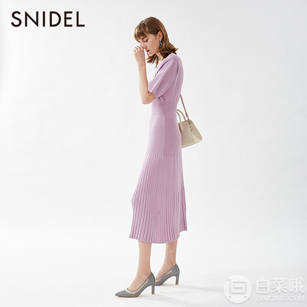2020夏新品，SNIDEL 纯色收腰针织连衣裙 SWNO201167 3色335.14元