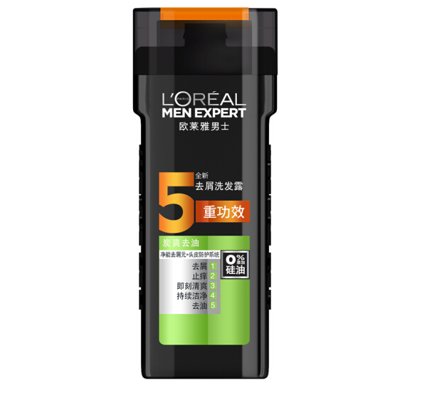 LOREAL 欧莱雅 男士去屑洗发露(炭爽去油)400ml*5件93.6元（18.72元/件）