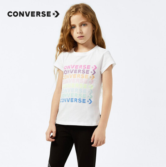 CONVERSE 匡威 2020新款男女童彩虹字母短袖T恤 110~160cm54元包邮（需领券）