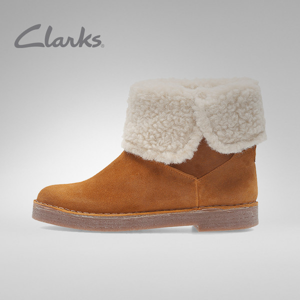 反季好价，Clarks 其乐 女士drafty haze 真皮加绒雪地靴  2色新低199元包邮