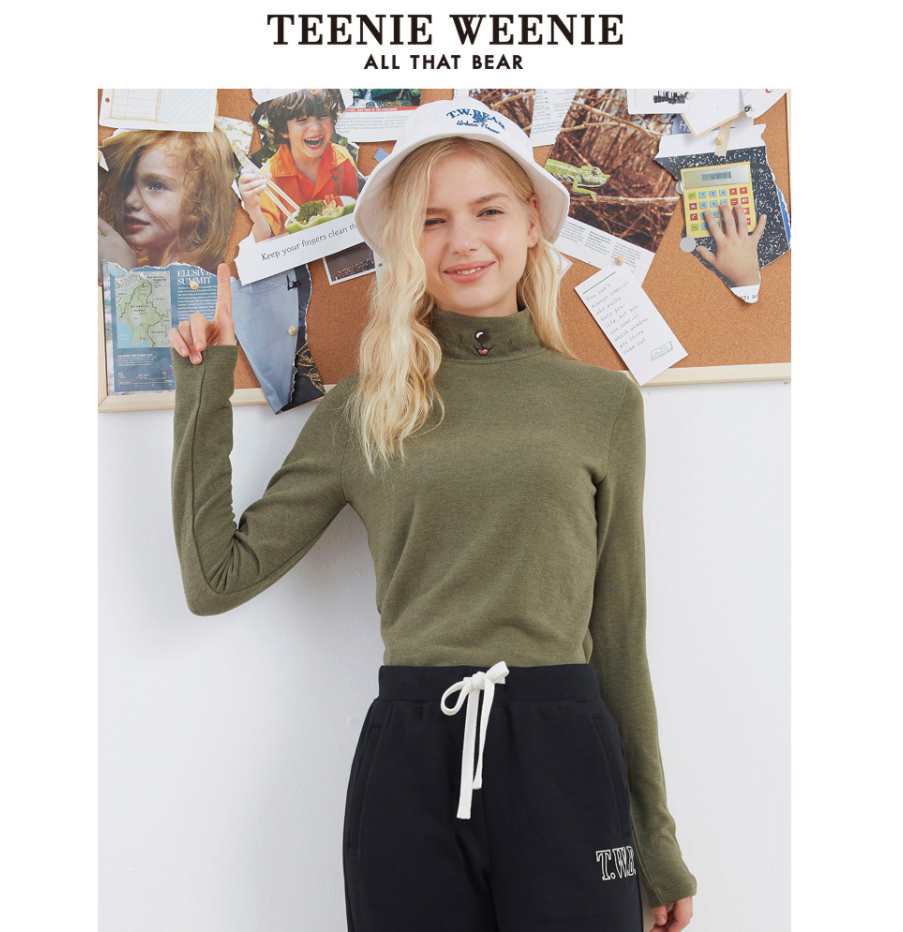 Teenie Weenie 小熊 2020年秋季新款半高领德绒长袖上衣 多色 +凑单品170.19元包邮（需领券）