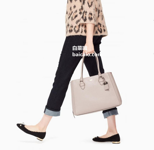 Kate Spade 凯特丝蓓 Shawna Carter 大号女士真皮手提包 浅灰色1146.2元