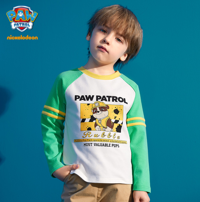 Paw Patrol 汪汪队立大功 卡通撞色纯棉长袖T恤（105~140码）3色39元包邮（需领券）