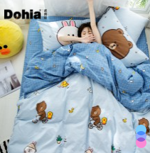 Dohia 多喜爱 x LINE FRIENDS联名款 床上用品40支纯棉四件套 甜甜可妮209元包邮