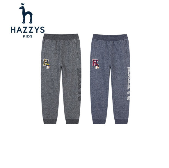 Hazzys 哈吉斯 男童中大童棉质针织休闲长裤（105-165cm码） 两色149元包邮（需领券）