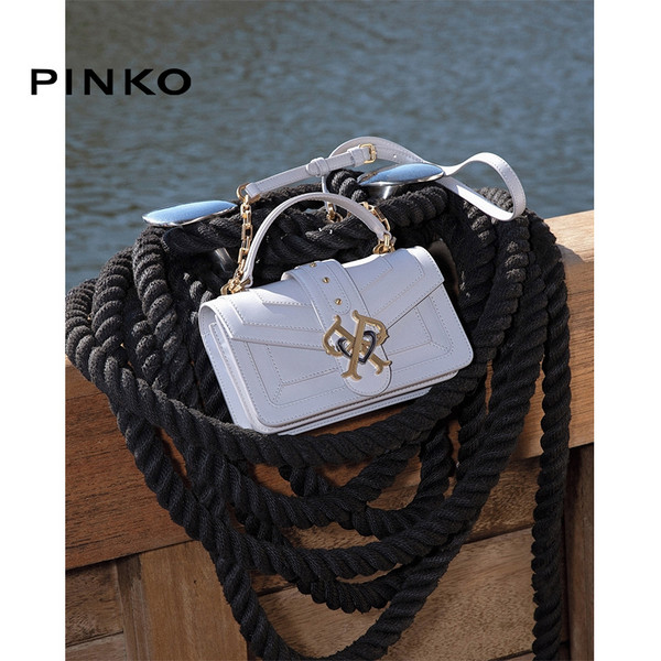 2020秋冬新款，PINKO 品高 Double P系列 MINI女士牛皮斜挎手提包 1P21TH Y6JD 黑色1173.4元