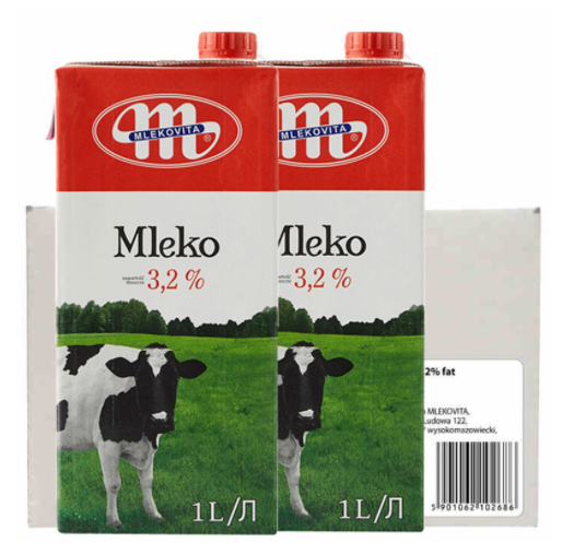 1日0点，波兰进口 MLEKOVITA 妙可 全脂纯牛奶1L*12盒66.4元包邮包税（前2小时）