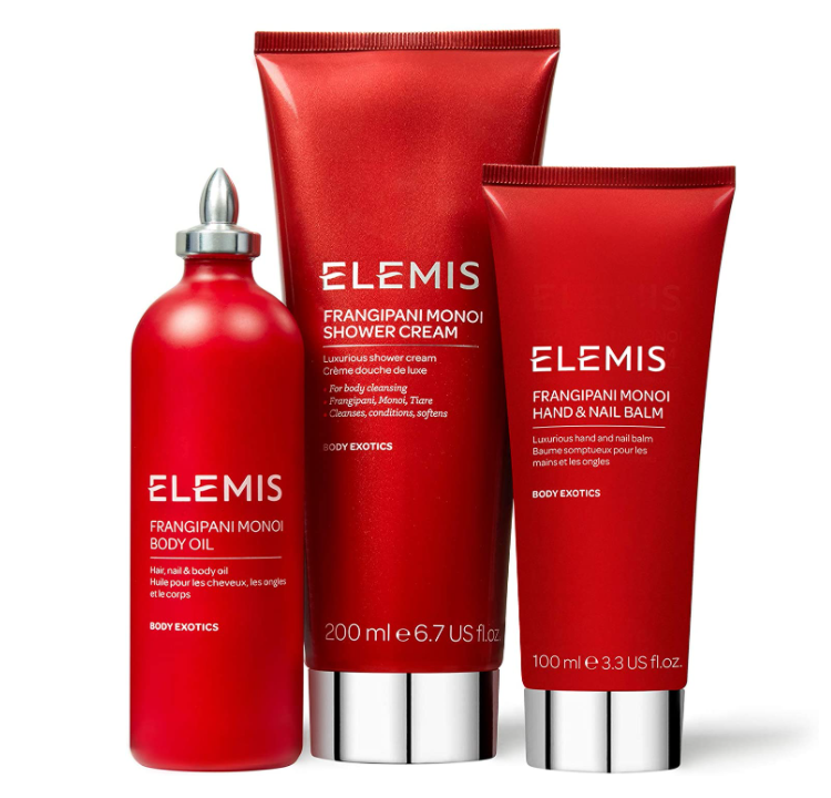 价值£88，Elemis 艾丽美 大溪地鸡蛋花3件礼盒套装（润肤油100ml+沐浴露200ml+护手霜100ml）新低324.15元