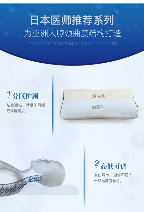 销量第一！西川产业 医师推荐系列 助眠护颈椎软管枕头（高低两款）343.91元（天猫旗舰店628元）