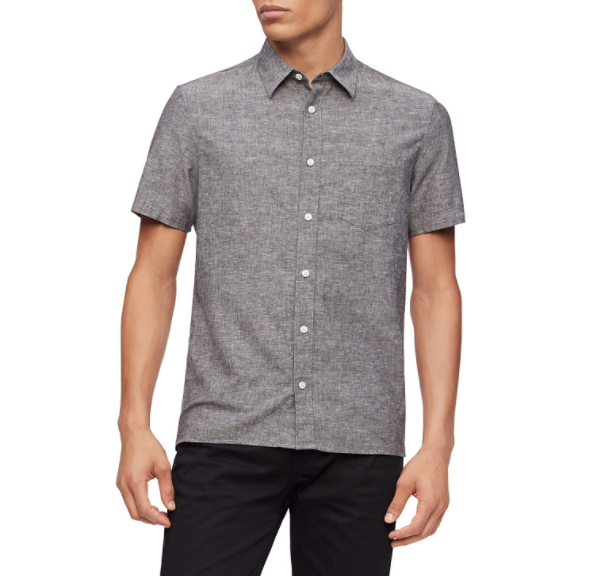Calvin Klein 卡尔文·克莱因 男士亚麻棉短袖衬衫93.87元