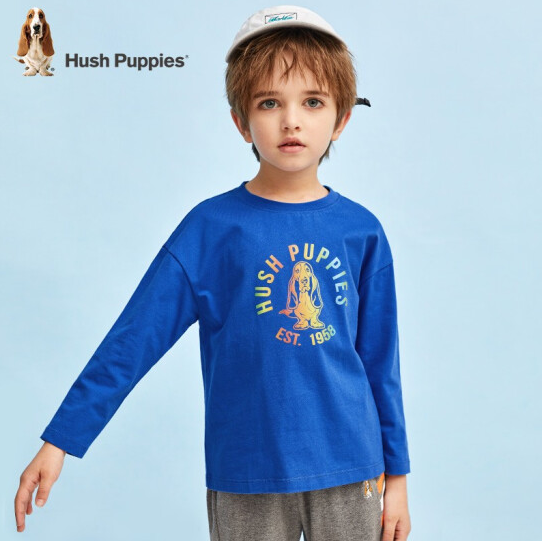Hush Puppies 暇步士 21年春新款 男童炫彩印花纯棉长袖T恤（105~170码）5色69元包邮（需领券）