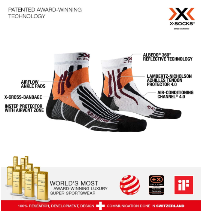 销量第一，X-SOCKS Run Speed Two 速跑二代专业马拉松跑步袜新低108.68元