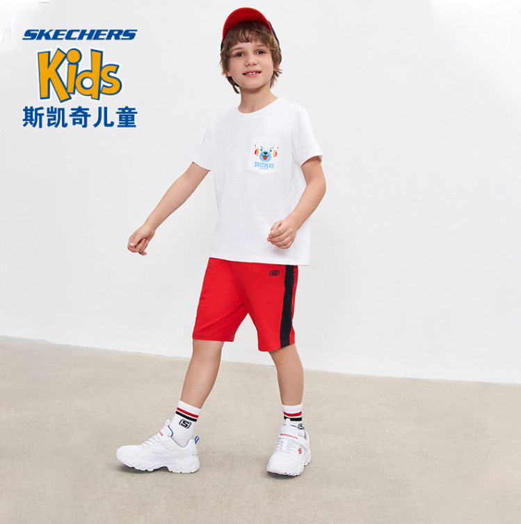 Skechers 斯凯奇 男童儿童针织短裤 （110-160cm）  L220B003 4色88.04元包邮（双重优惠）