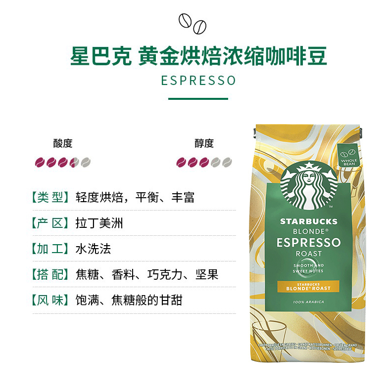 Starbucks 星巴克 Espresso Roast 深度烘培研磨咖啡豆200g*6袋205.08元（天猫旗舰店75元/袋）