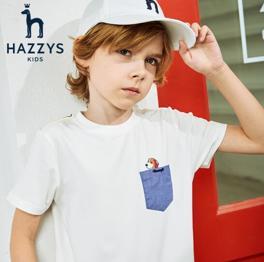 Hazzys 哈吉斯 男童纯棉短袖T恤 （110-165cm）3色75元包邮（需领券）
