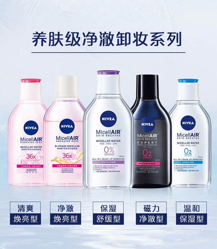 Nivea 妮维雅 MicellAIR 舒养洁颜卸妆水（舒缓型） 400ml史低20元包邮（双重优惠）