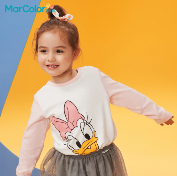 MARCOLOR 马卡乐  2021年秋季新款儿童纯棉唐老鸭印花长袖T恤（90~140码）39.9元包邮（需领券）