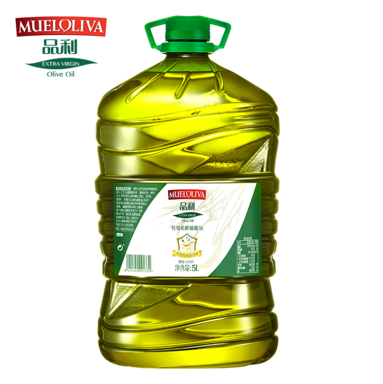 酸度≤0.5%，MUELOLIVA 品利 西班牙原装进口 特级初榨橄榄油 5L167.54元包邮（双重优惠）