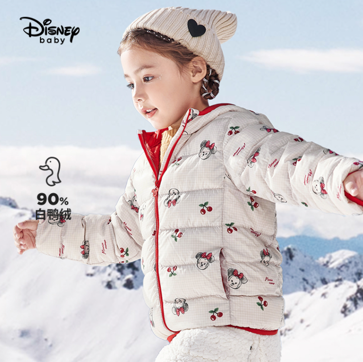 Disney Baby 迪士尼 21秋冬新款男女童连帽印花轻薄羽绒服 90~150cm149元包邮（需领券）