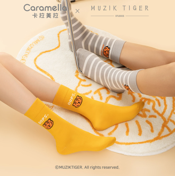 CARAMELLA 卡拉美拉&MUZIKTIGER联名款 老虎IP男女袜4双装礼盒29.9元包邮（需领券）