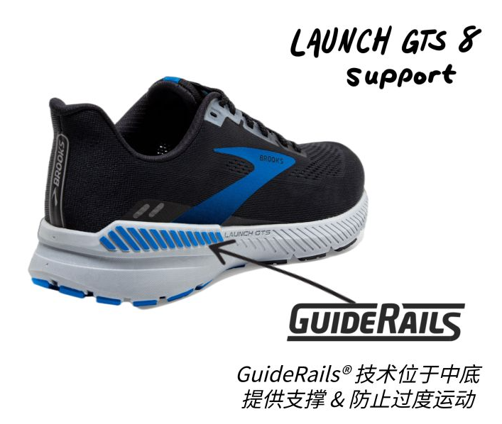 Brooks 布鲁克斯 Launch GTS 8 启速8 男士轻量疾速型支撑跑鞋 1103591D774‎555.51元