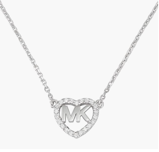 Michael Kors 迈克·科尔斯 徽标心型镶钻银项链 MKC1244AN710288.54元（天猫折后1020元）