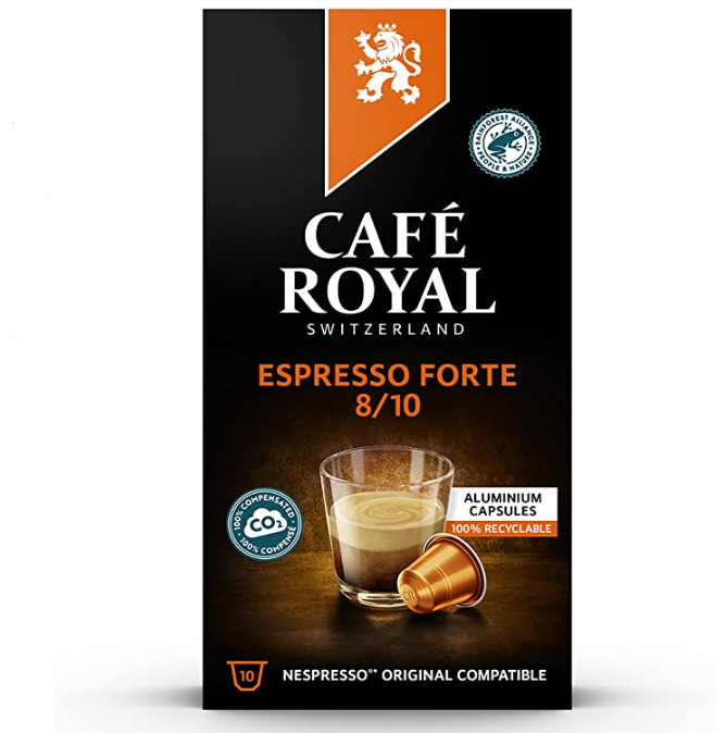 瑞士皇室专享品牌，Café Royal 芮耀 Espresso Forte  浓缩馥特胶囊咖啡 强度8 10粒*10盒168.58元（天猫34元/盒）