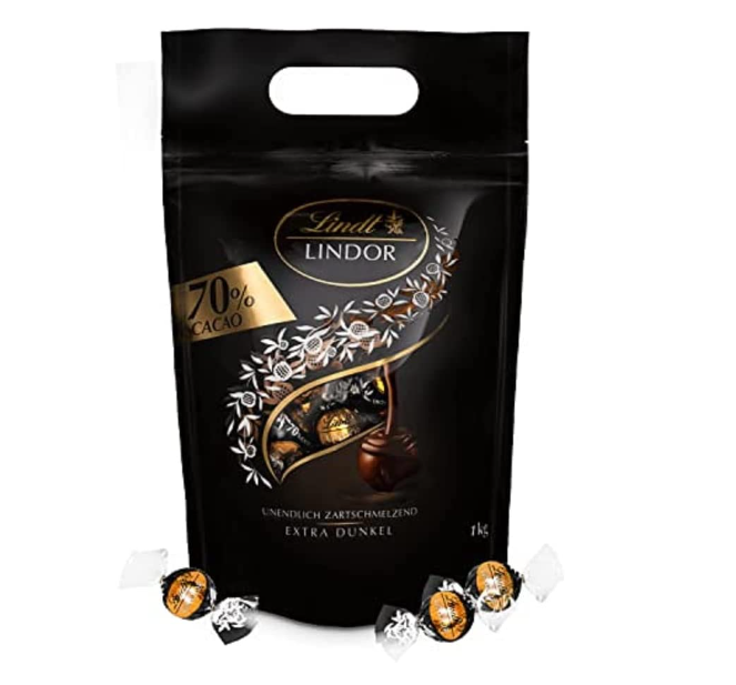 补货，Lindt 瑞士莲 Lindor系列 70%特浓黑巧克力80颗（共1000g）新低139.33元