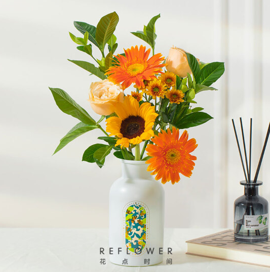PLUS会员，REFLOWER 花点时间 向日葵混合鲜花花束-好运签19.9元包邮（需领券）