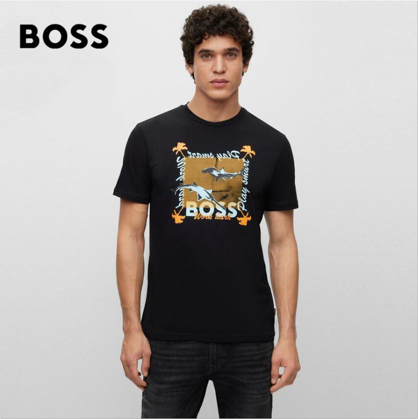 BOSS HUGO BOSS 雨果·博斯 Teeshark 2023春新款男士纯棉印花短袖T恤 50491716246.74元（天猫680元）