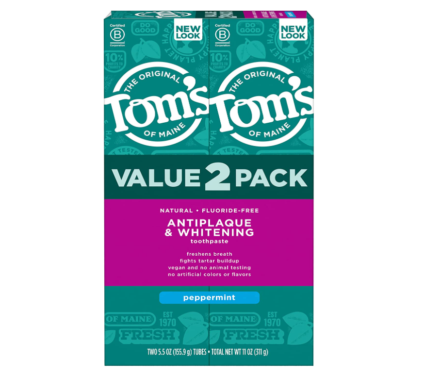 Tom's of Maine 汤姆小屋 天然绿薄荷味无氟牙膏 156g*2支新低44.2元（天猫旗舰店72/支）
