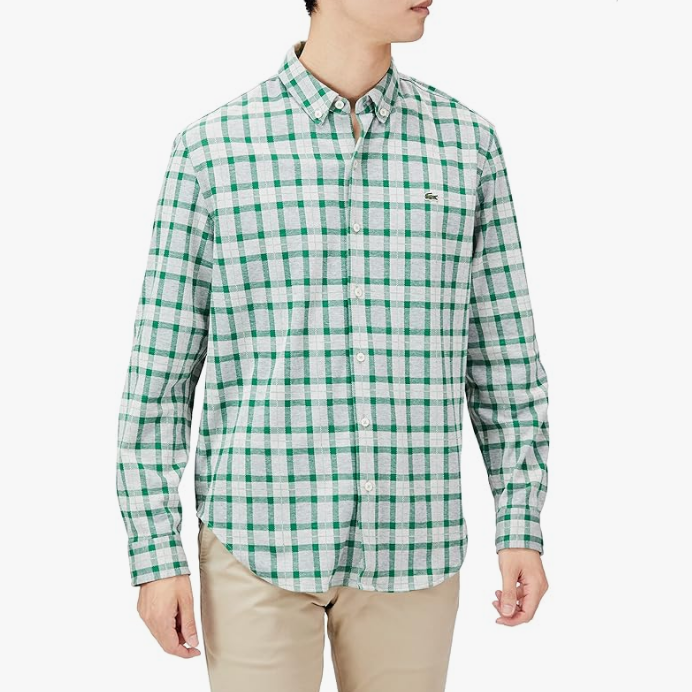 LACOSTE 法国鳄鱼  男士纯棉格子长袖衬衫 CH9870L400.33元