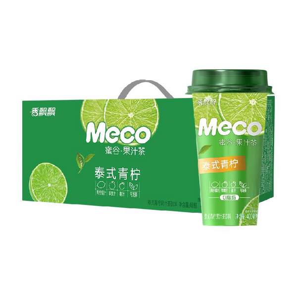 香飘飘 Meco 蜜谷 泰式青柠果汁茶400mL*8杯新低36.2元包邮（双重优惠）