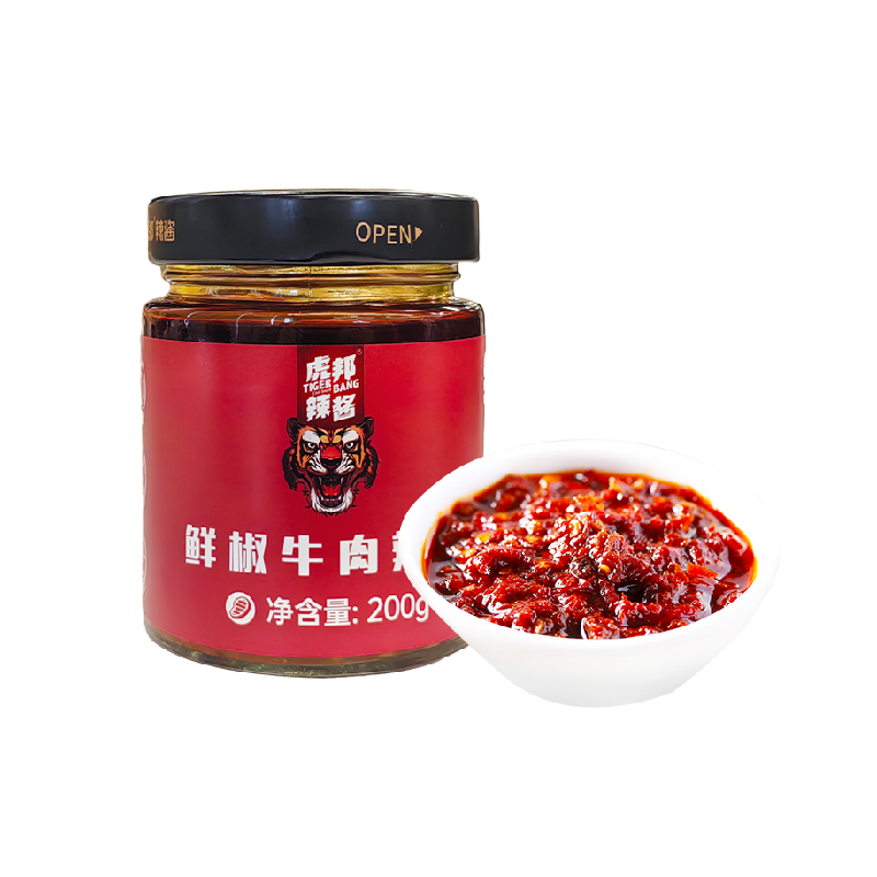 <span>白菜！</span>山东特产 虎邦 鲜椒牛肉辣酱200g新低3.6元包邮（需领券）