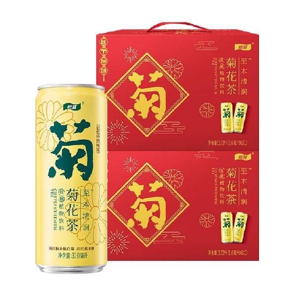 消暑降火，怡宝 至本清润 原味菊花茶植物饮料 310ml*12罐*2箱45.6元包邮（1.9元/罐）