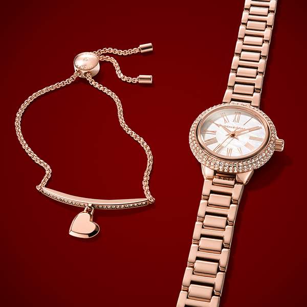 Michael Kors 迈克·科尔斯  玫瑰金手表手链套装 MK3858新低700.6元包邮