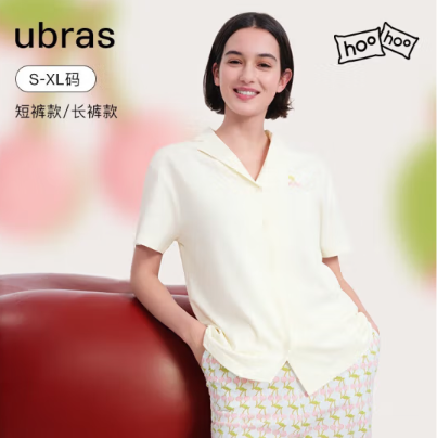 Ubras 水果滿(mǎn)印系列女士全棉短袖短褲家居服套裝（帶胸墊款） UN354101174.5元包郵