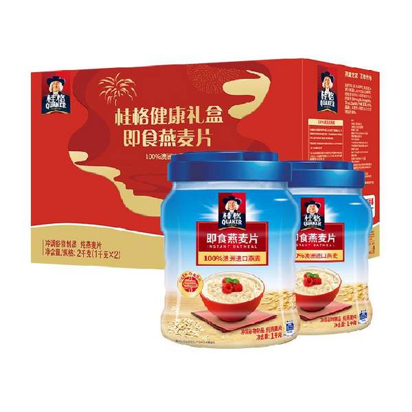 <span>白菜！</span>桂格 即食燕麦片礼盒装 1000克*2桶新低17.4元包邮