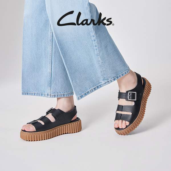 Clarks 其樂 Torhill Seam 女士牛皮厚底松糕涼鞋 2色394.3元包郵