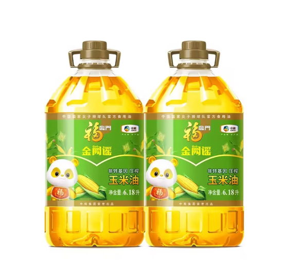 <span>白菜！</span>福臨門(mén) 非轉(zhuǎn)基因壓榨玉米油 6.18L*2桶93.16元包郵（新低46.58元/桶）
