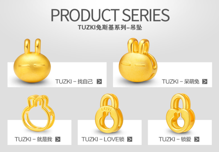 CHOW TAI SENG 周大生 3D硬金 兔斯基系列 黄金吊坠398元包邮（双重优惠）