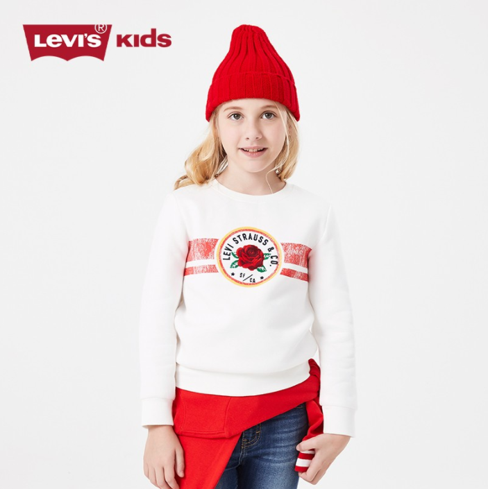 <span>白菜！</span>Levi's 李维斯 儿童红白玫瑰纯棉套头卫衣（105-155cm）新低58.54元包邮（需领券）