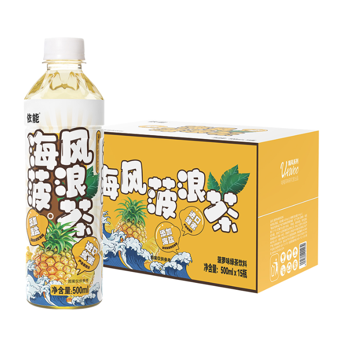 依能 海风菠浪茶·菠萝味绿茶 500ml*15瓶29.9元包邮（需领券）