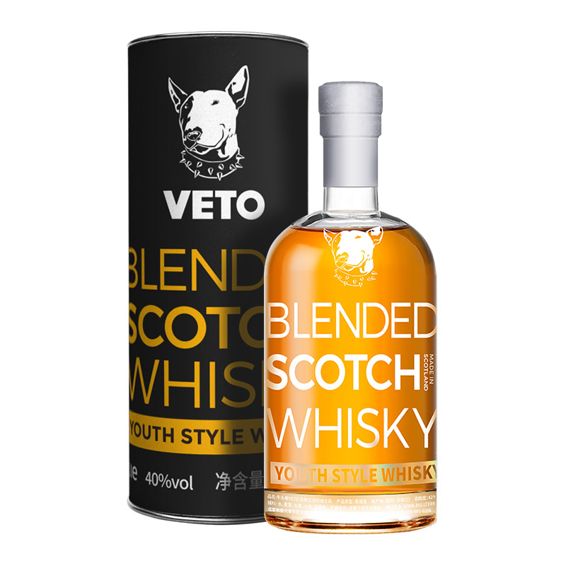 Bull Terrier VETO 牛头梗 苏格兰进口调和威士忌 1L*2件 赠闻香杯*1新低247.5元包邮（128.7元/件）