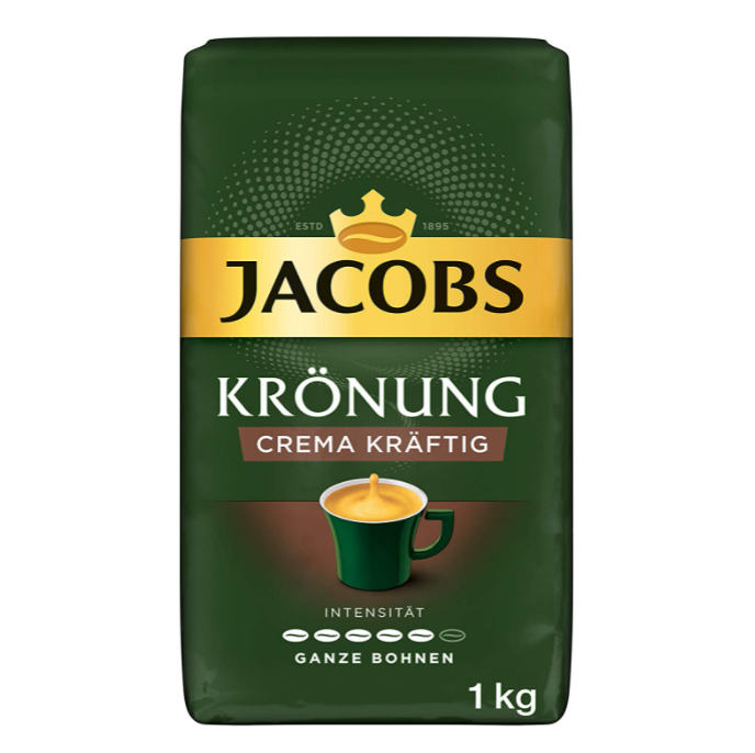 Jacobs 雅各布斯 Krönung Crema kräftig 经典皇冠 深度烘焙咖啡豆1000g83.79元（可3件92折）
