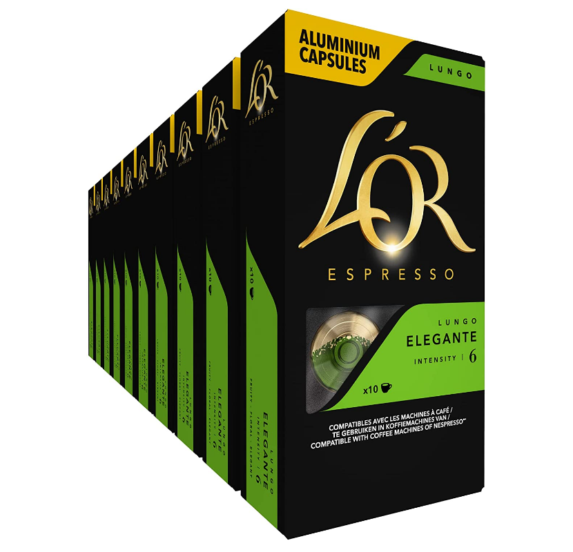 销量第一！L'OR Elegante 艾伦根特 浓缩胶囊咖啡 10粒*10盒191.27元（1件9折）