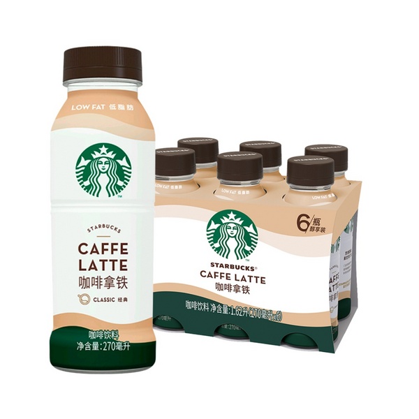 88VIP，Starbucks 星巴克 星选系列 低脂肪即饮咖啡 270ml*6瓶42.4元包邮（5元猫超返卡）