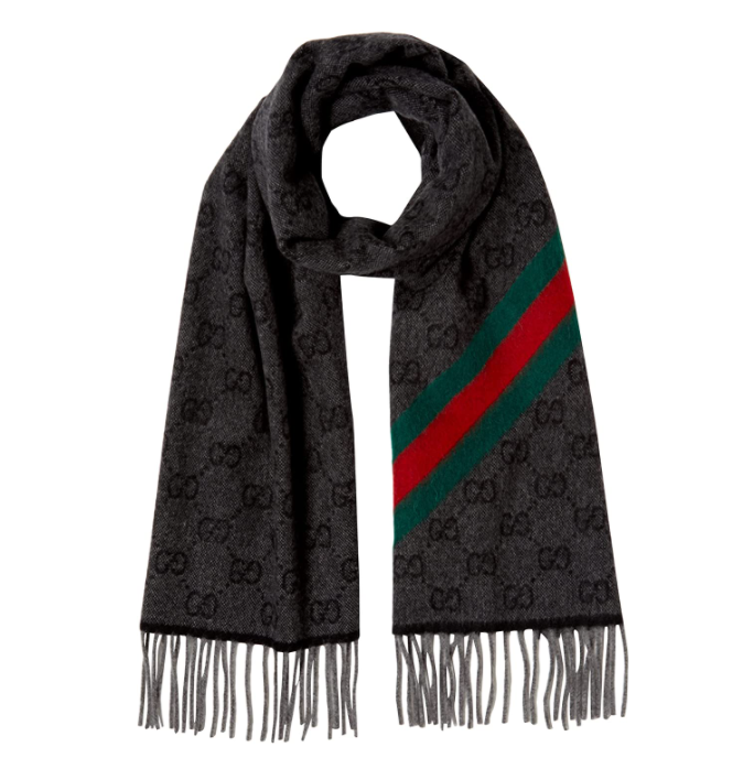 意大利產(chǎn)，GUCCI 古馳 570603-3G200 雙G提花羊毛圍巾新低1297.67元