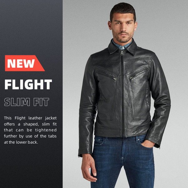 G-Star RAW Flight 男士修身羊皮机车皮夹克 D200751081.98元（Prime会员92折）